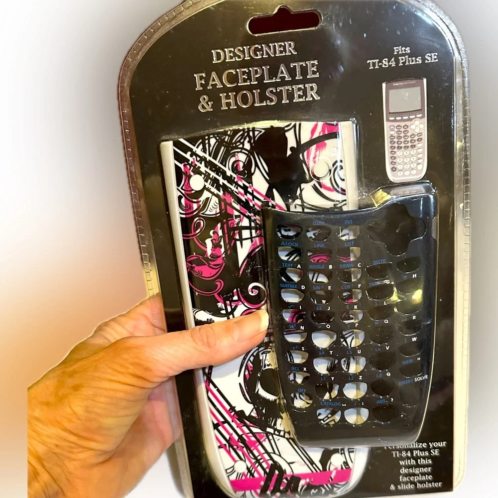 TI-84 PLUS SE DESIGNER FACEPLATE AND HOLSTER PINK BLACK #21095 CALCULATOR COVER